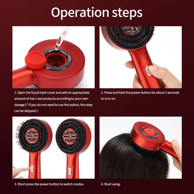 Electric Vibration Massage Comb Red Light Therapy Hair Growth Massage Scalp Brush Anti Hair Loss Liquid Oil Applicator Hair Care