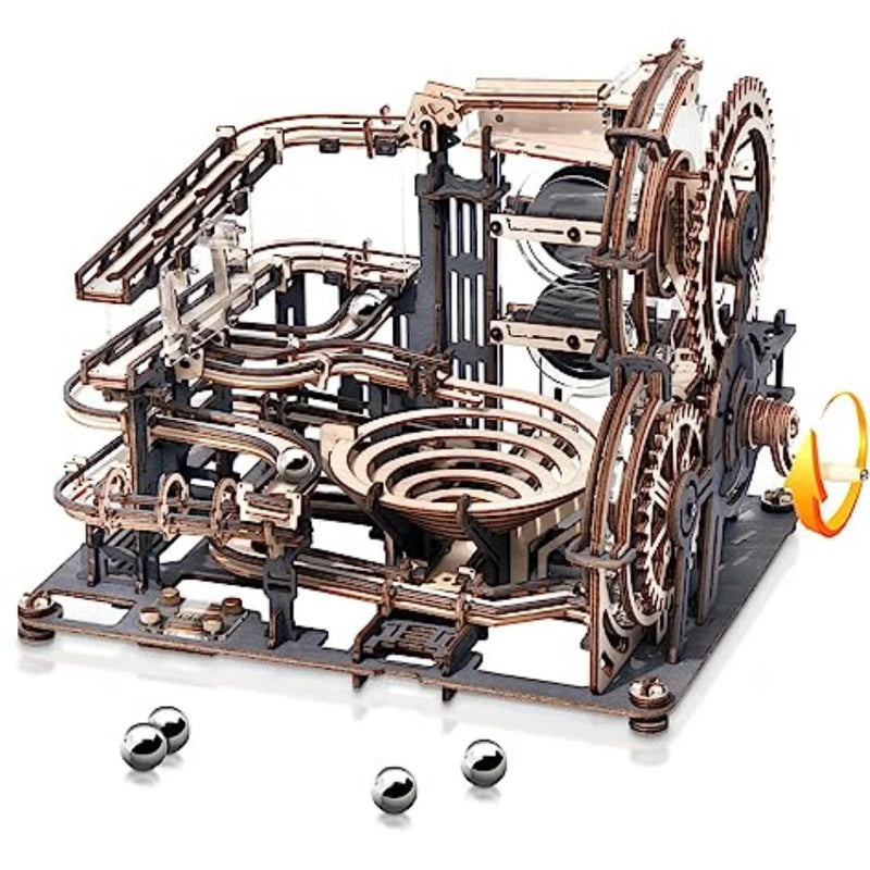 Robotime Rokr Electric Model Kits Marble Spaceport 3D Puzzles Brain Teaser Wooden Puzzles Building Toy Gifts for Men/Women/Teens