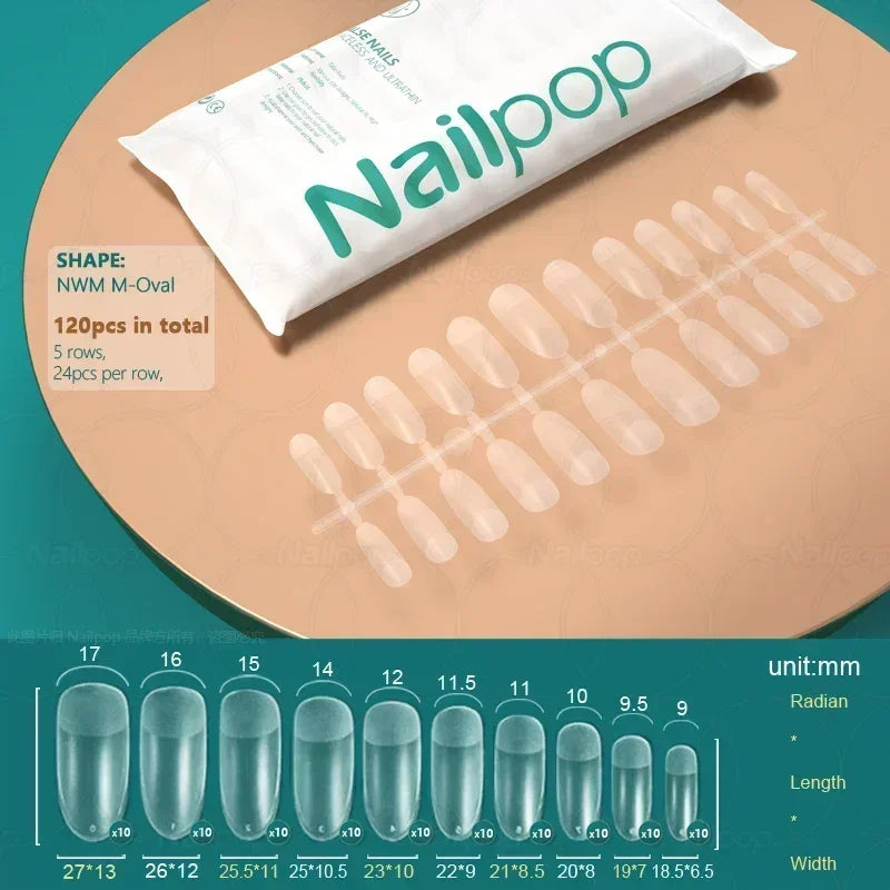 NAILPOP 120pcs Fake Nails Full Cover Press on Nails Coffin Soft Gel American Pose Capsule False Nail Tips for Extension System