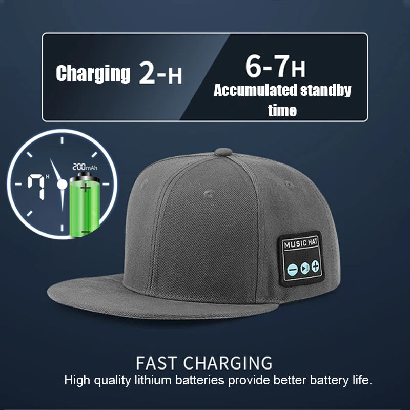 Bluetooth Sports Music Hat Headphone Dual Speaker Wireless Music Running Earphone with Mic Adjustable Baseball Cap Smart Speaker