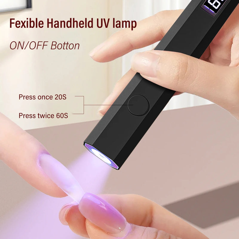 YIKOOLIN Mini Nail Lamp with LED Display Portable Mini UV Light for Gel Nails with 2 Timers Fast Charging Small UV Light