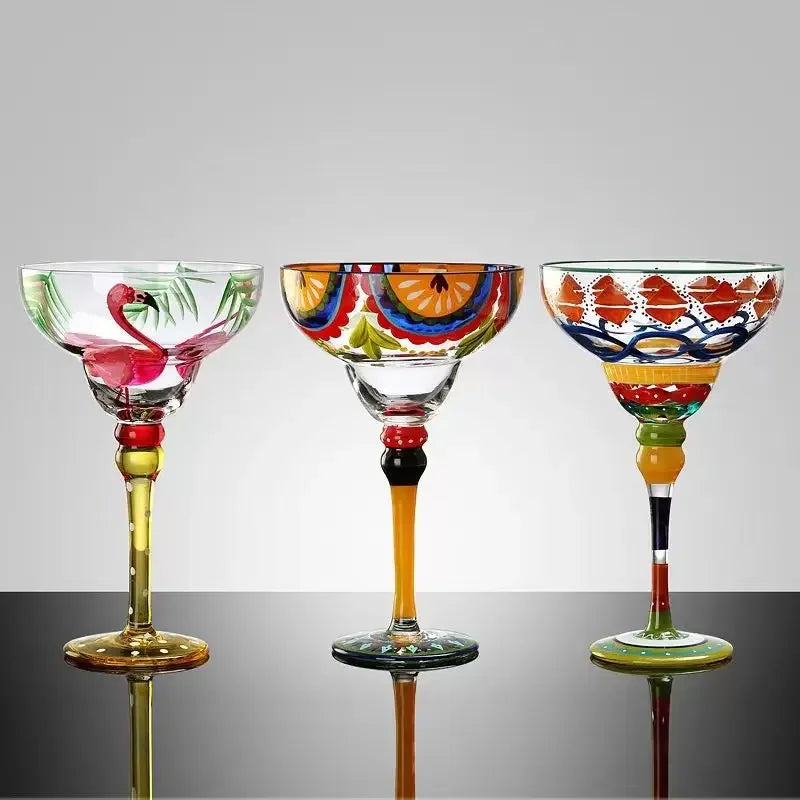 Handmade Colored Cocktail Cup Margarita European Cup Champagne Cup Creative Wine Glass Family Bar Wedding Party Wine Glass