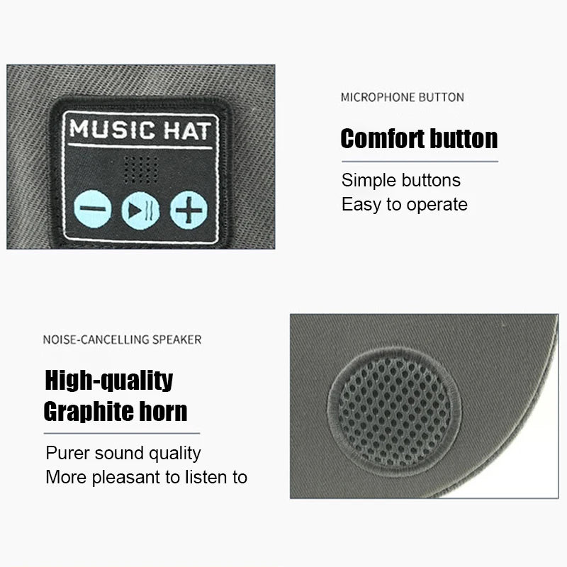 Bluetooth Sports Music Hat Headphone Dual Speaker Wireless Music Running Earphone with Mic Adjustable Baseball Cap Smart Speaker