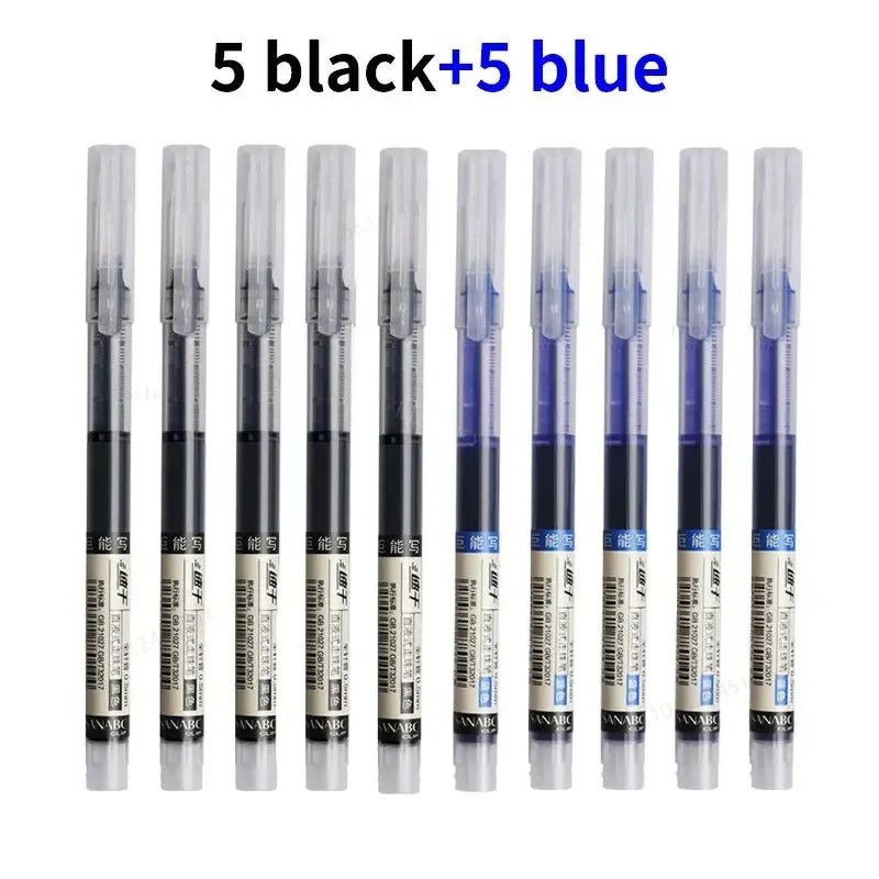 10Pcs/set High Quality Needle Type Gel Pens Straight Liquid Ballpoint Pen Kawaii Stationery School Office Supplies Writing