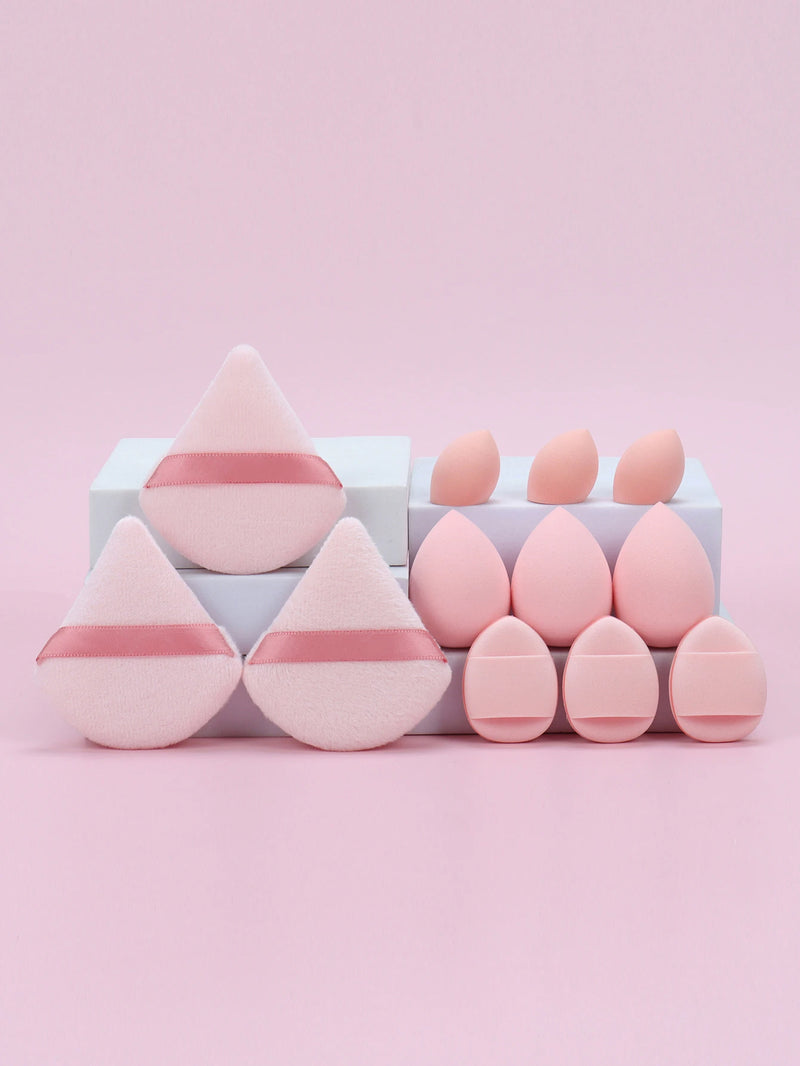 12-Piece All-Purpose Makeup Sponge Set, Made of 3 Loose Powder Puffs, 3 Mini Air Cushion Puffs, 3 Beauty Eggs and 3 Mini Beauty