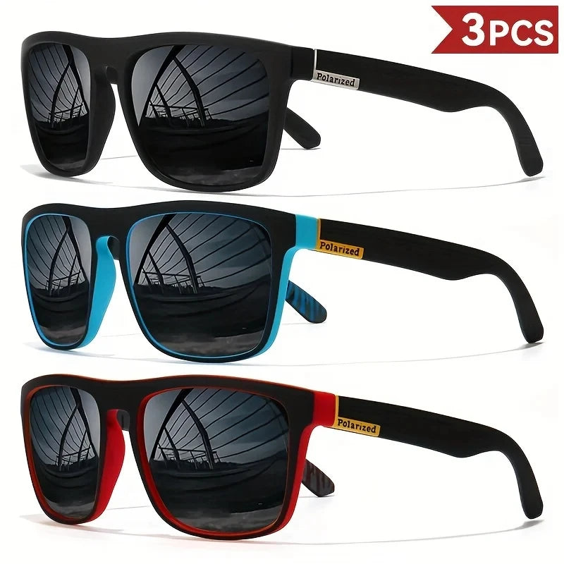 3PCS Fantasy cool classic polarized square fashion glasses for men and women outdoor sports party vacation travel driving fish