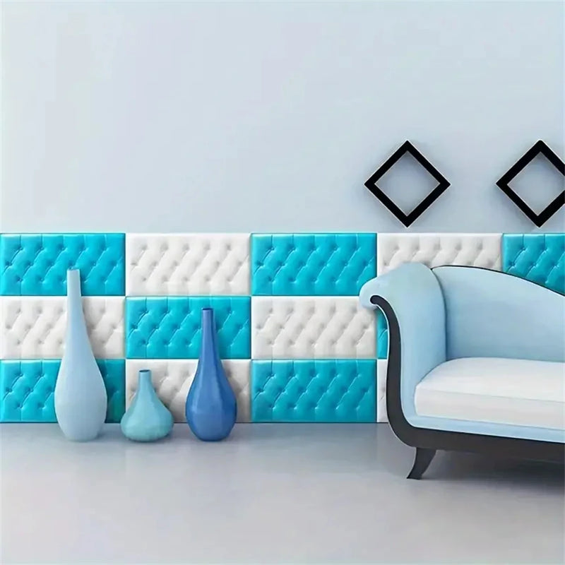 3D Wall Stickers Wallpaper Self-adhesive Thicken Tatami Anti-collision Wall Mat Pad Kids Bedroom Living Room Soft Foam Cushion