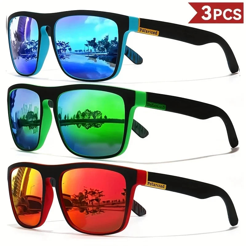 3PCS Fantasy cool classic polarized square fashion glasses for men and women outdoor sports party vacation travel driving fish