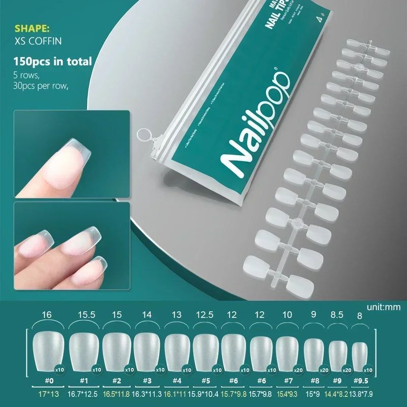 NAILPOP 120pcs Fake Nails Full Cover Press on Nails Coffin Soft Gel American Pose Capsule False Nail Tips for Extension System