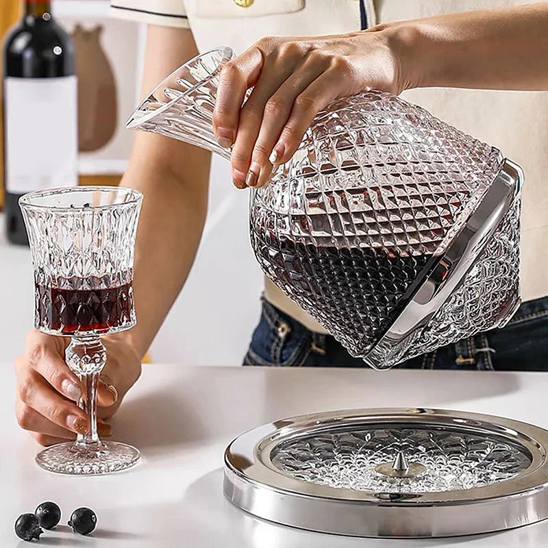 High Grade Crystal Glass 360 Rotating Decanter Tumbler 1500ml Decanter Wine Dispenser Aerator Mirror Jug Gift Bar Decoration