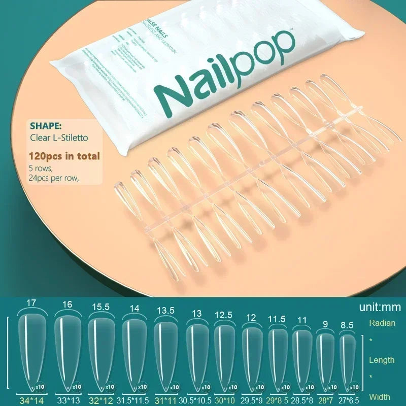 NAILPOP 120pcs Fake Nails Full Cover Press on Nails Coffin Soft Gel American Pose Capsule False Nail Tips for Extension System