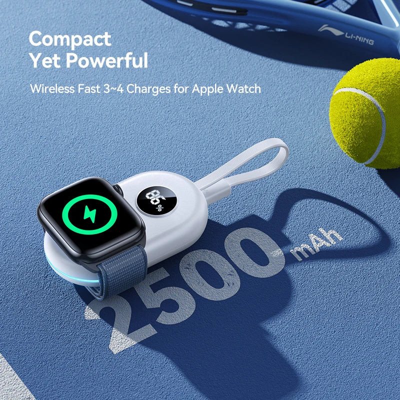 Joyroom Portable 2500mAh  Charger for Apple Watch Series 9/8/7/6/5/4/3/2/1 Wireless Travel iwatch Charger USB C Smart Power Bank