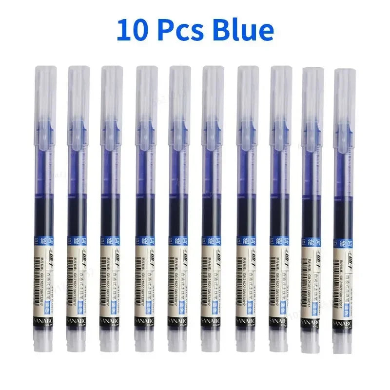 10Pcs/set High Quality Needle Type Gel Pens Straight Liquid Ballpoint Pen Kawaii Stationery School Office Supplies Writing