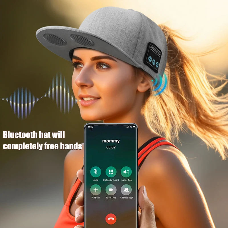 Bluetooth Sports Music Hat Headphone Dual Speaker Wireless Music Running Earphone with Mic Adjustable Baseball Cap Smart Speaker