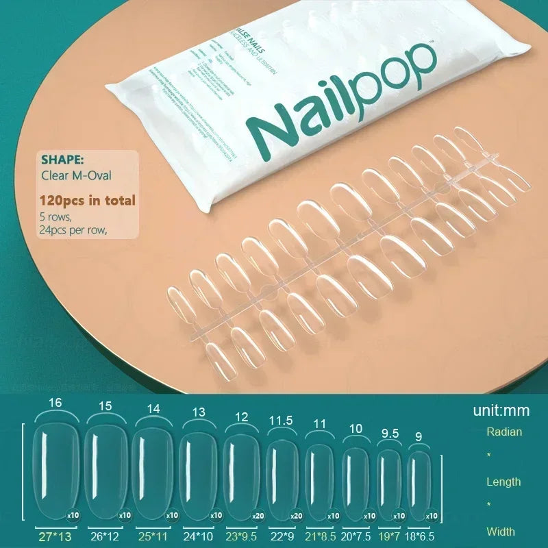 NAILPOP 120pcs Fake Nails Full Cover Press on Nails Coffin Soft Gel American Pose Capsule False Nail Tips for Extension System