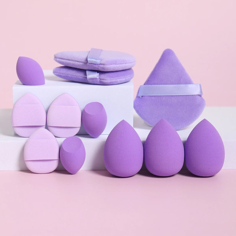 12-Piece All-Purpose Makeup Sponge Set, Made of 3 Loose Powder Puffs, 3 Mini Air Cushion Puffs, 3 Beauty Eggs and 3 Mini Beauty