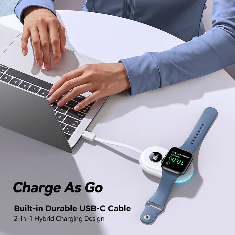 Joyroom Portable 2500mAh  Charger for Apple Watch Series 9/8/7/6/5/4/3/2/1 Wireless Travel iwatch Charger USB C Smart Power Bank