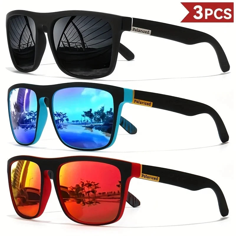 3PCS Fantasy cool classic polarized square fashion glasses for men and women outdoor sports party vacation travel driving fish